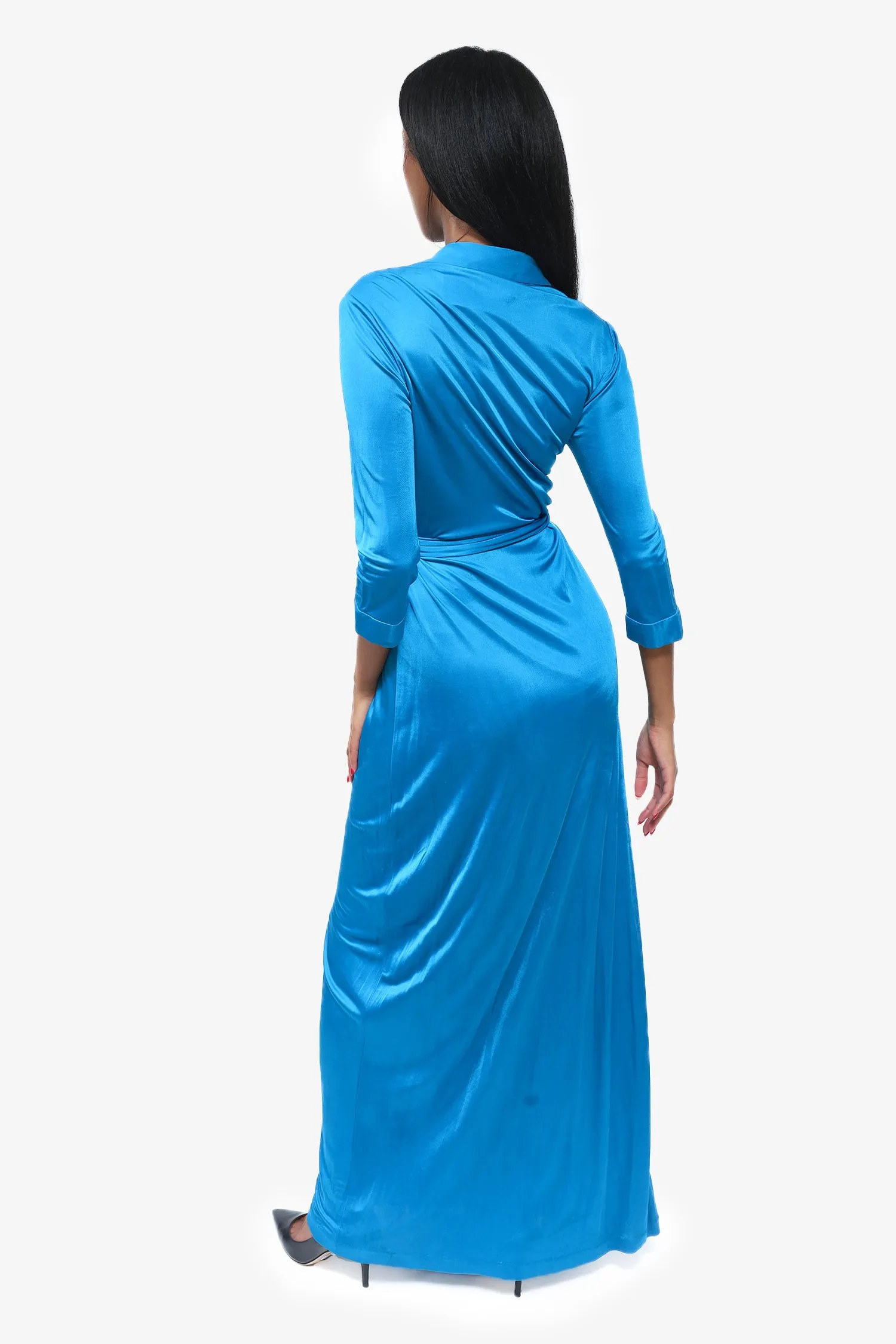 Diane Von Furstenberg Blue Maxi Wrap Dress Size 8