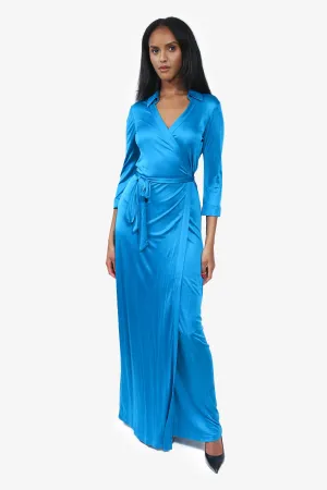 Diane Von Furstenberg Blue Maxi Wrap Dress Size 8