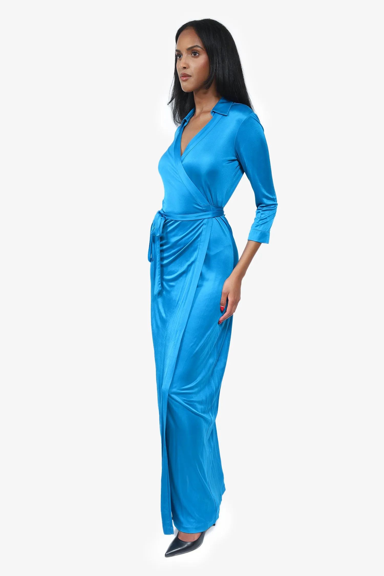 Diane Von Furstenberg Blue Maxi Wrap Dress Size 8