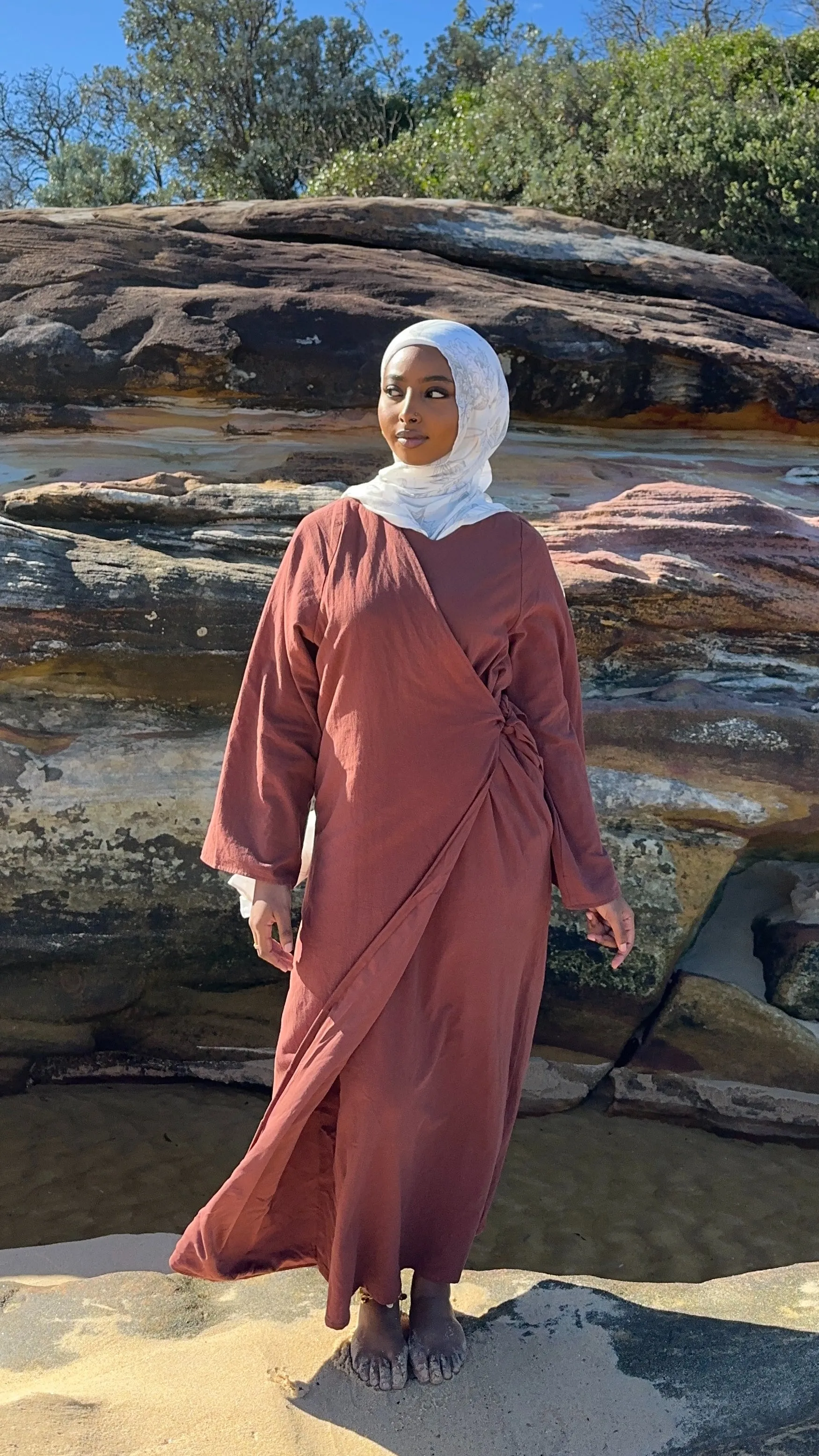 ‘DÜNYA’ Wrap Dress - Mahogany