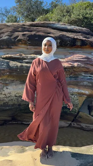 ‘DÜNYA’ Wrap Dress - Mahogany