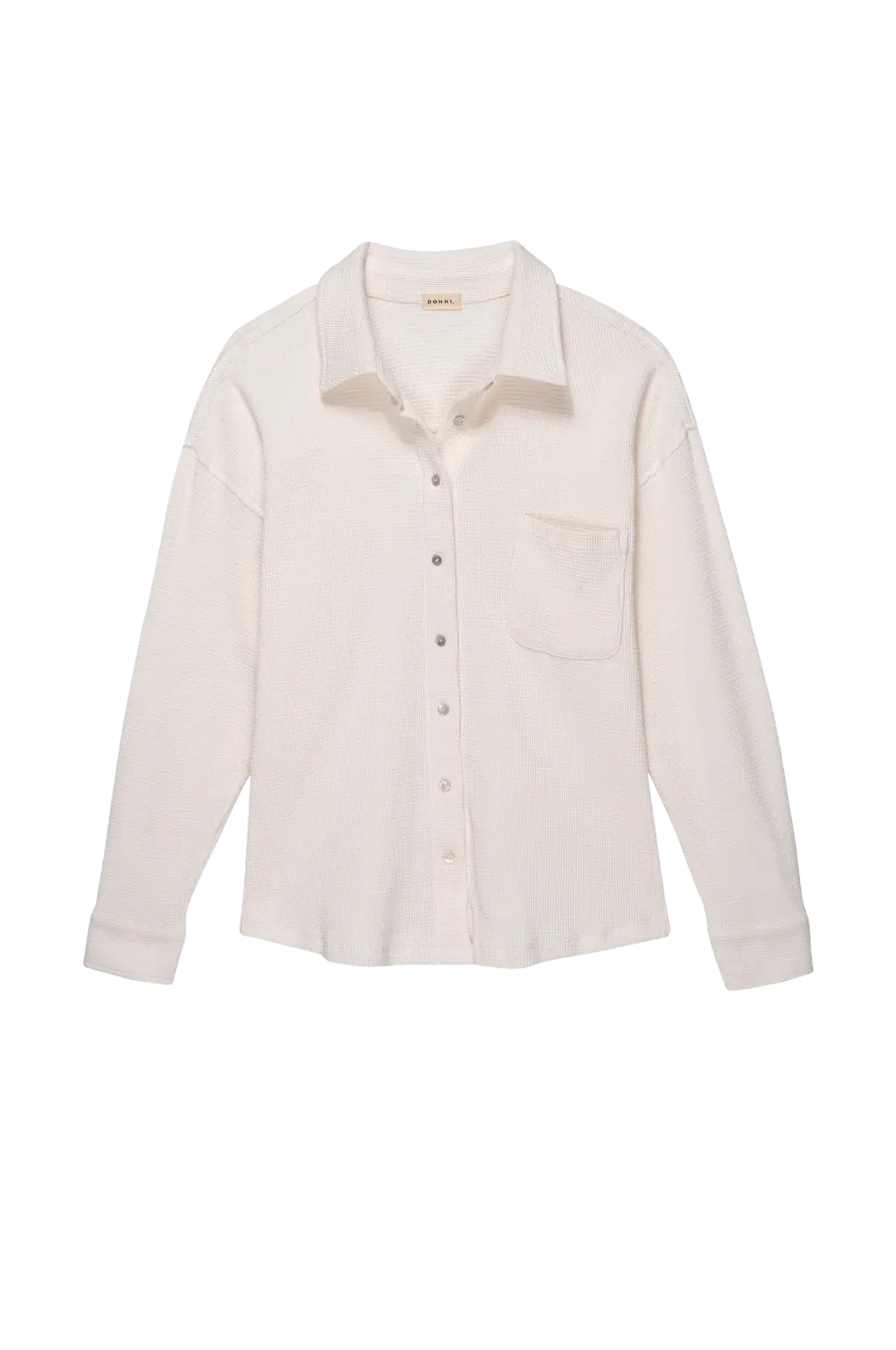 Donni Thermal Button Down Shirt- Creme