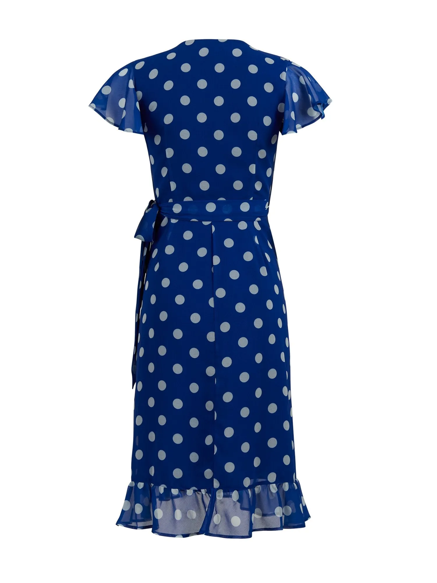 Dot-Print Ruffled Wrap Dress - Sweet Pea