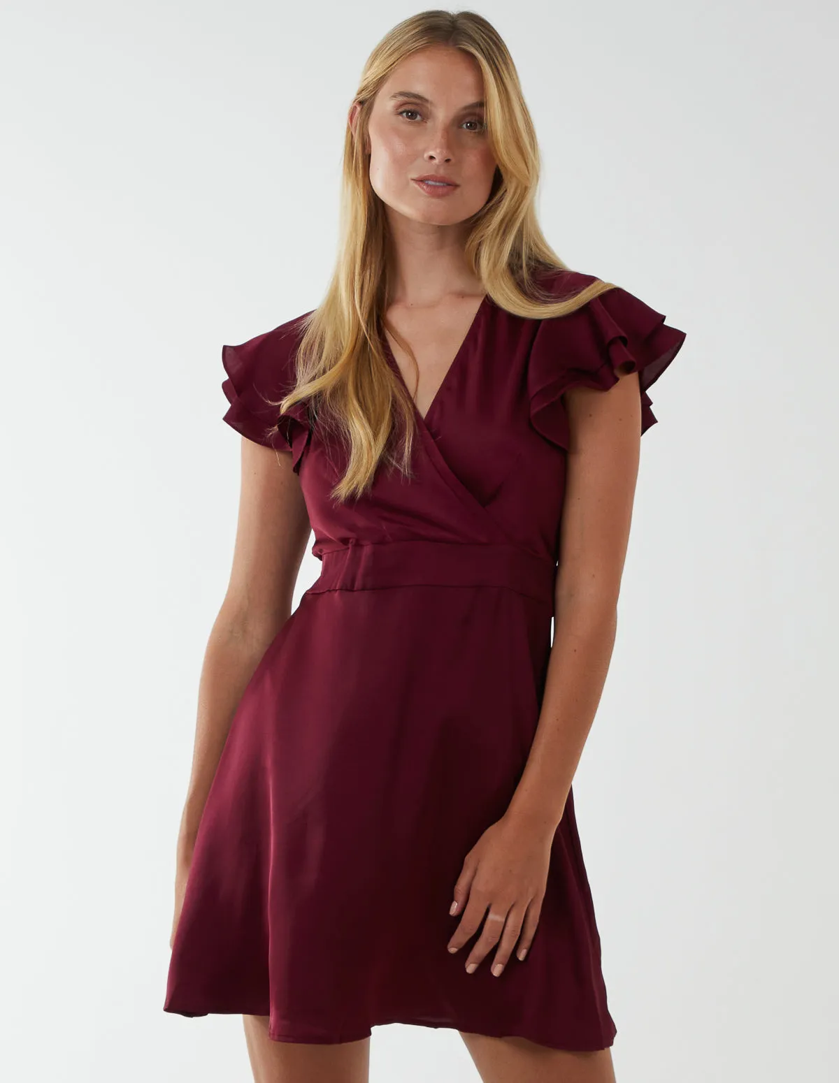 Double Angel Sleeve Wrap Dress