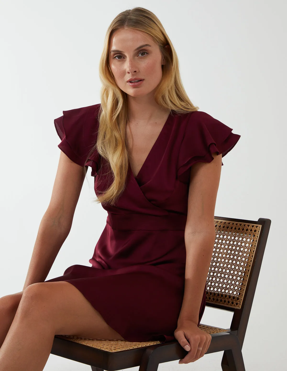 Double Angel Sleeve Wrap Dress