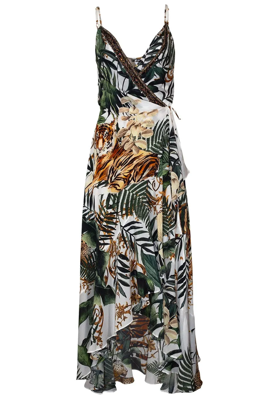 Draped Front Tie Wrap Dress