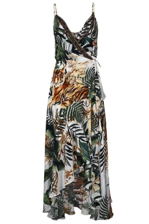 Draped Front Tie Wrap Dress