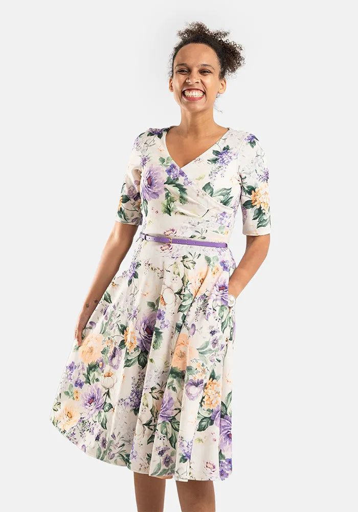 Edna Vintage Floral Print Swing Dress