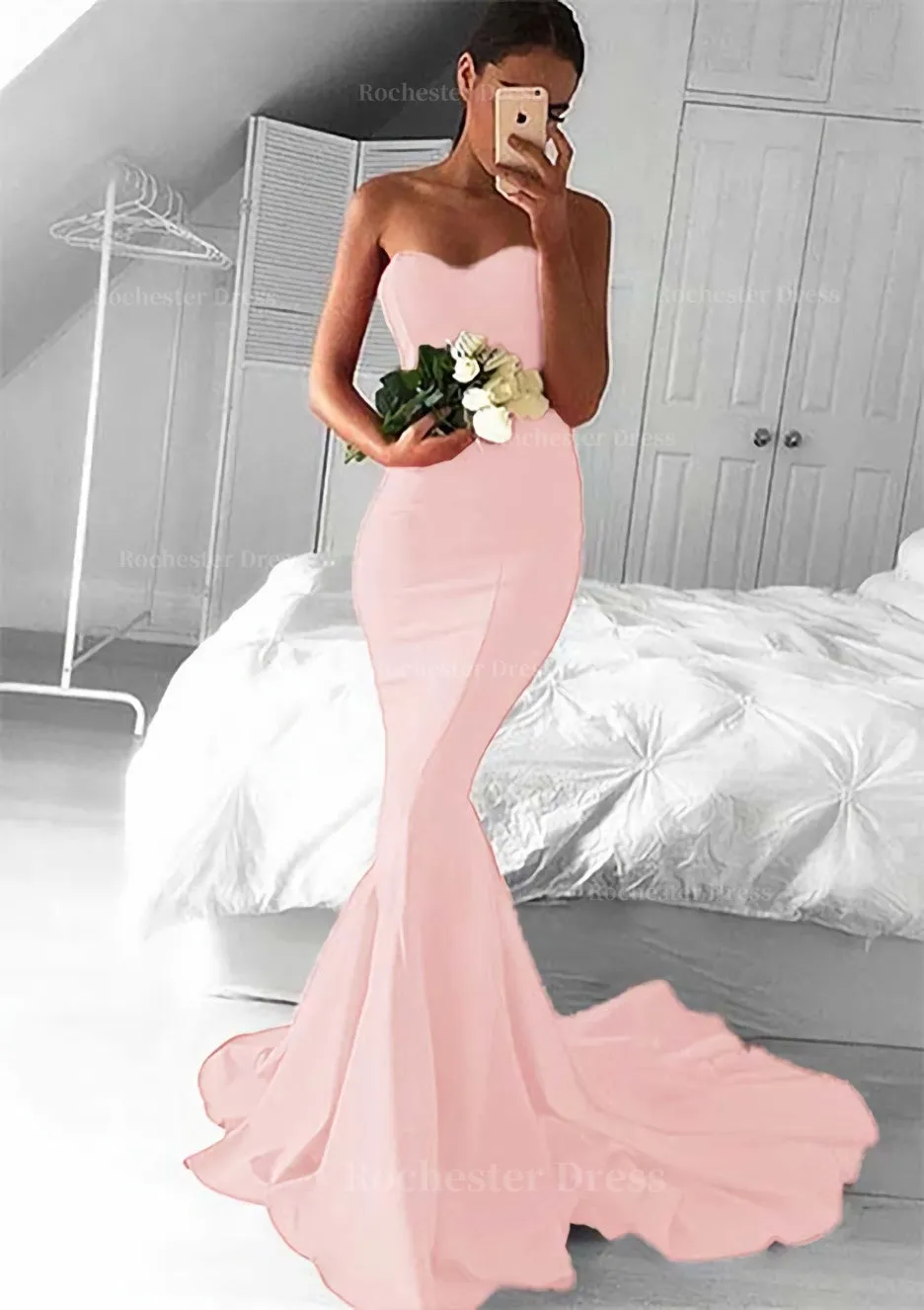 Elastic Satin Prom Dress Trumpet/Mermaid Sweetheart Court Train With Pleated