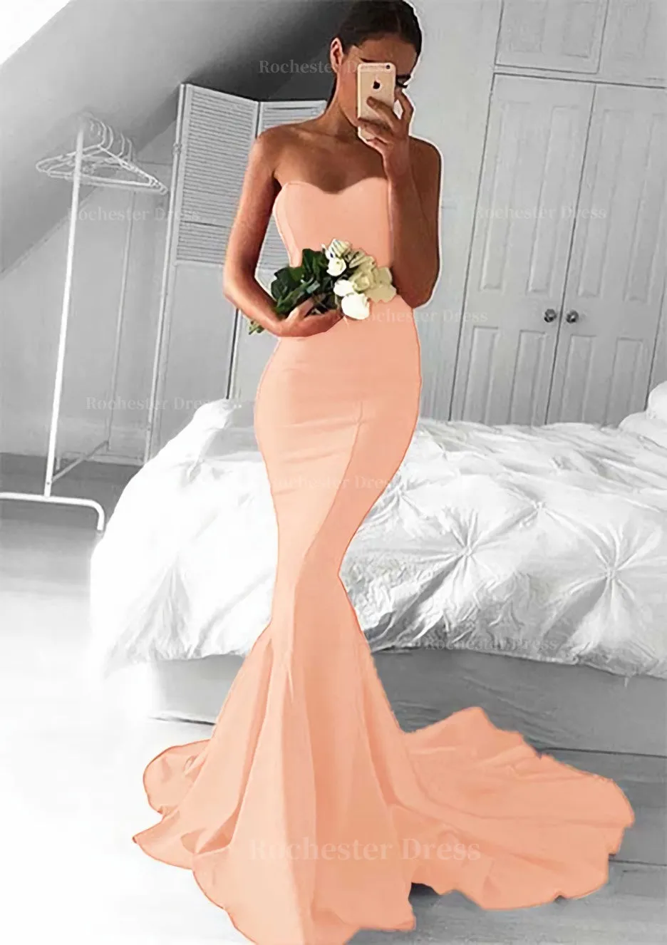 Elastic Satin Prom Dress Trumpet/Mermaid Sweetheart Court Train With Pleated