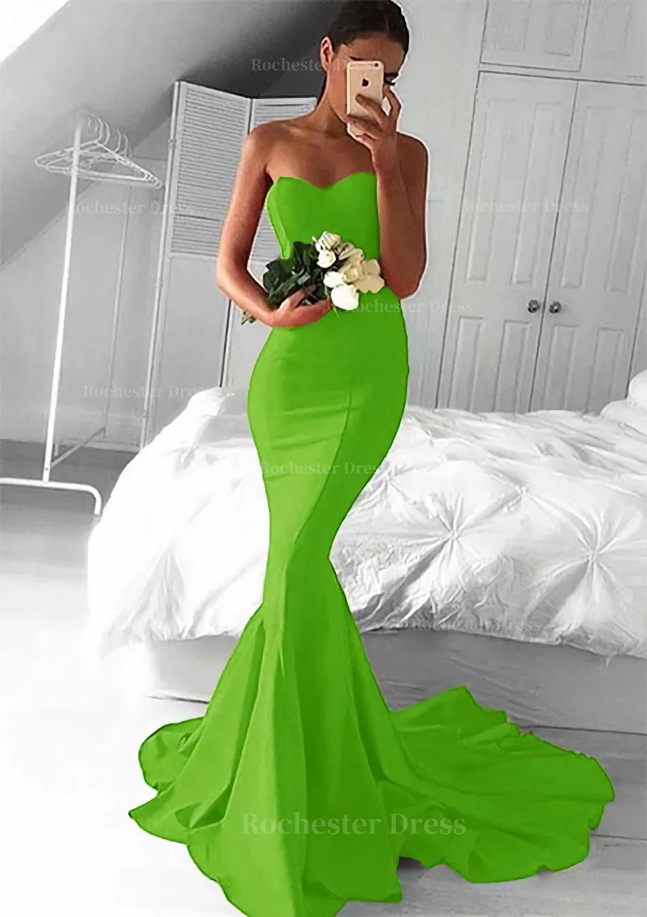 Elastic Satin Prom Dress Trumpet/Mermaid Sweetheart Court Train With Pleated