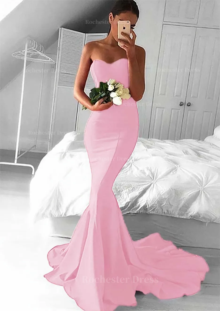 Elastic Satin Prom Dress Trumpet/Mermaid Sweetheart Court Train With Pleated