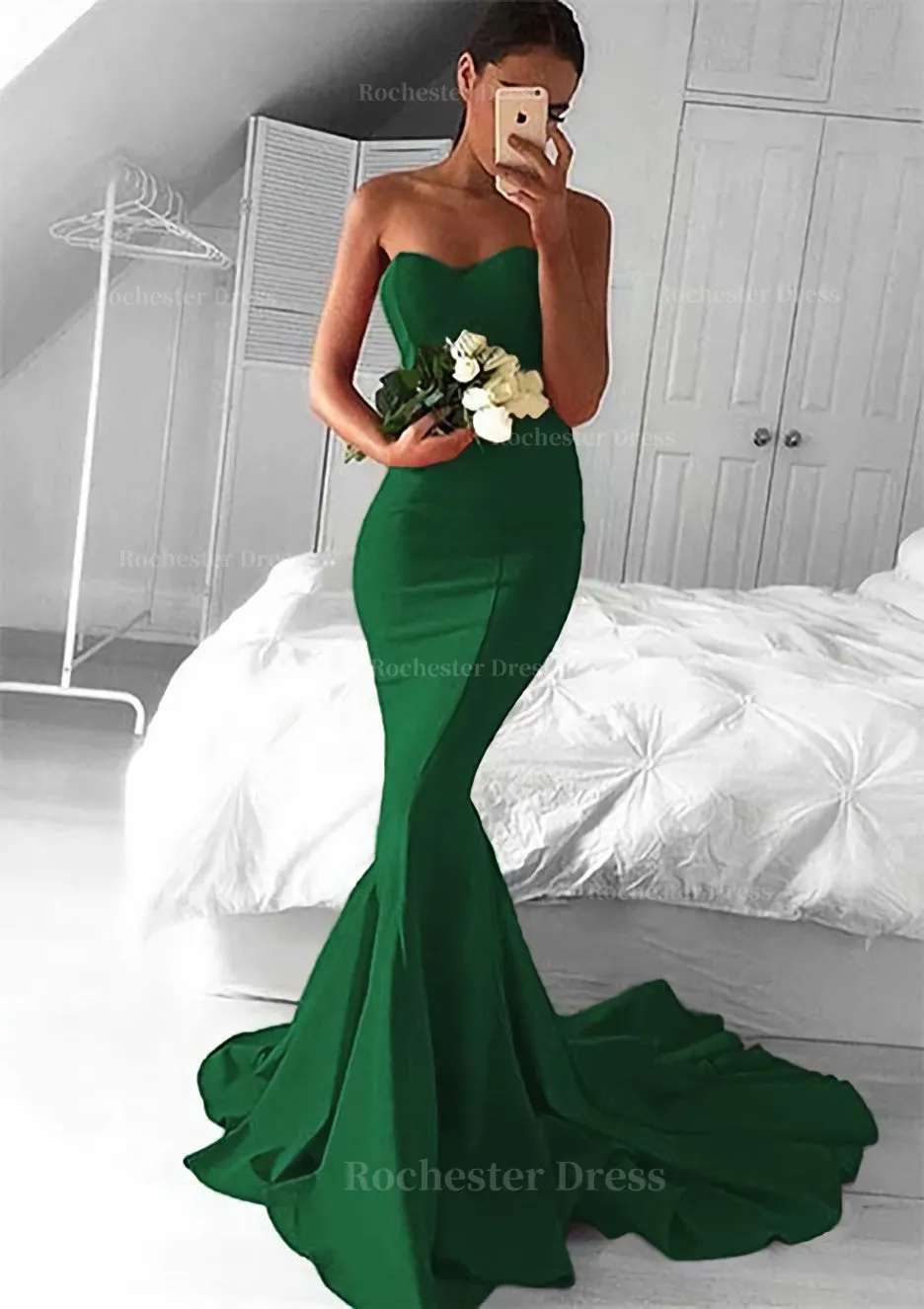 Elastic Satin Prom Dress Trumpet/Mermaid Sweetheart Court Train With Pleated