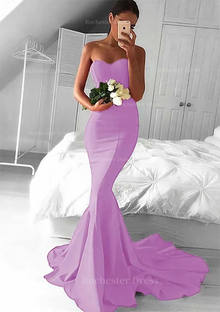 Elastic Satin Prom Dress Trumpet/Mermaid Sweetheart Court Train With Pleated
