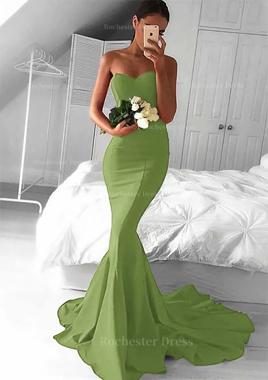 Elastic Satin Prom Dress Trumpet/Mermaid Sweetheart Court Train With Pleated