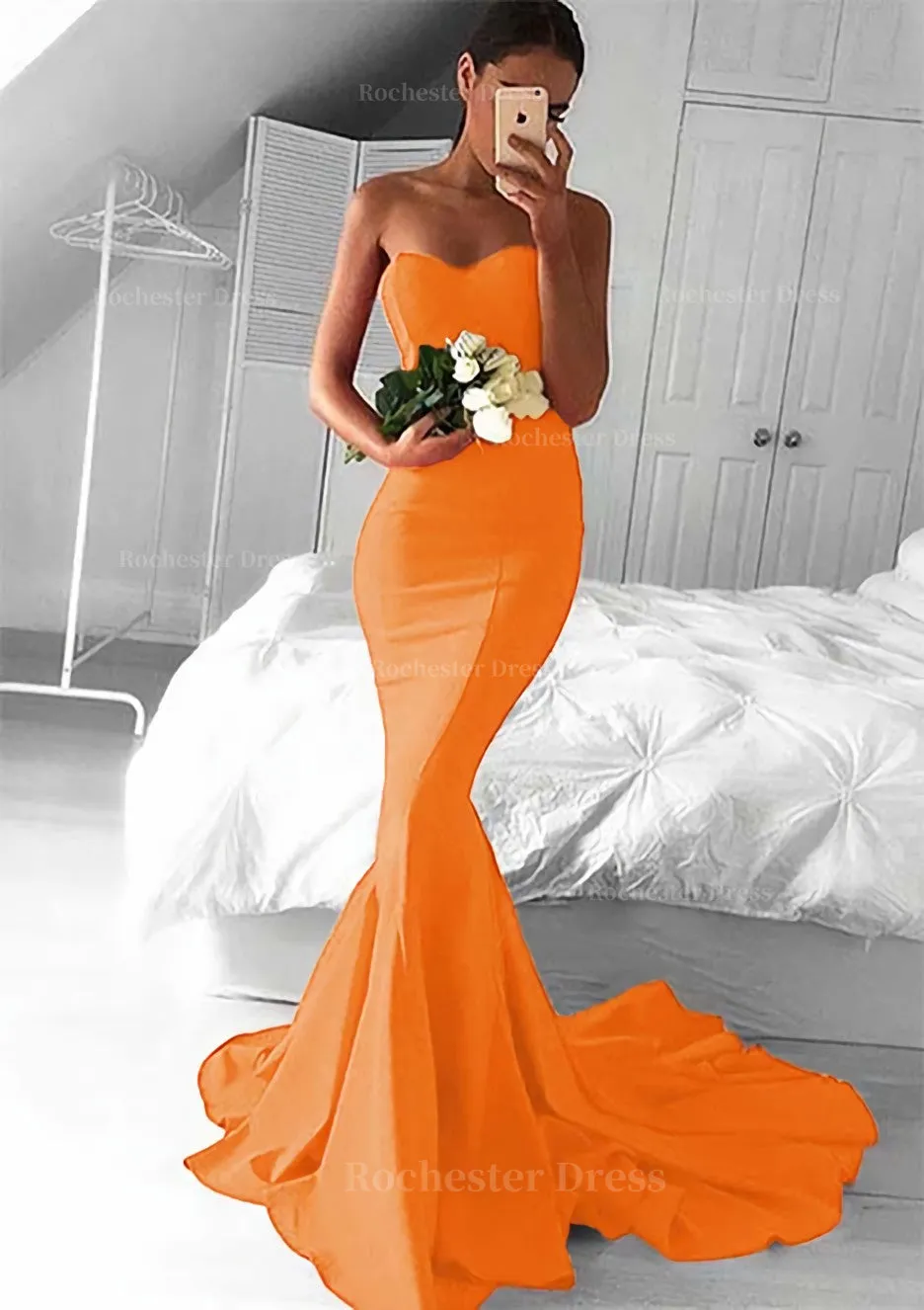 Elastic Satin Prom Dress Trumpet/Mermaid Sweetheart Court Train With Pleated