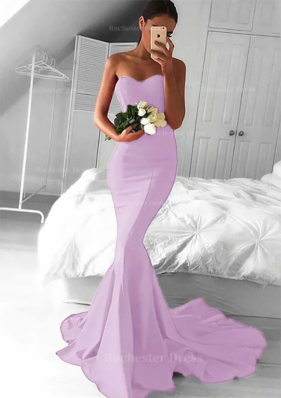 Elastic Satin Prom Dress Trumpet/Mermaid Sweetheart Court Train With Pleated