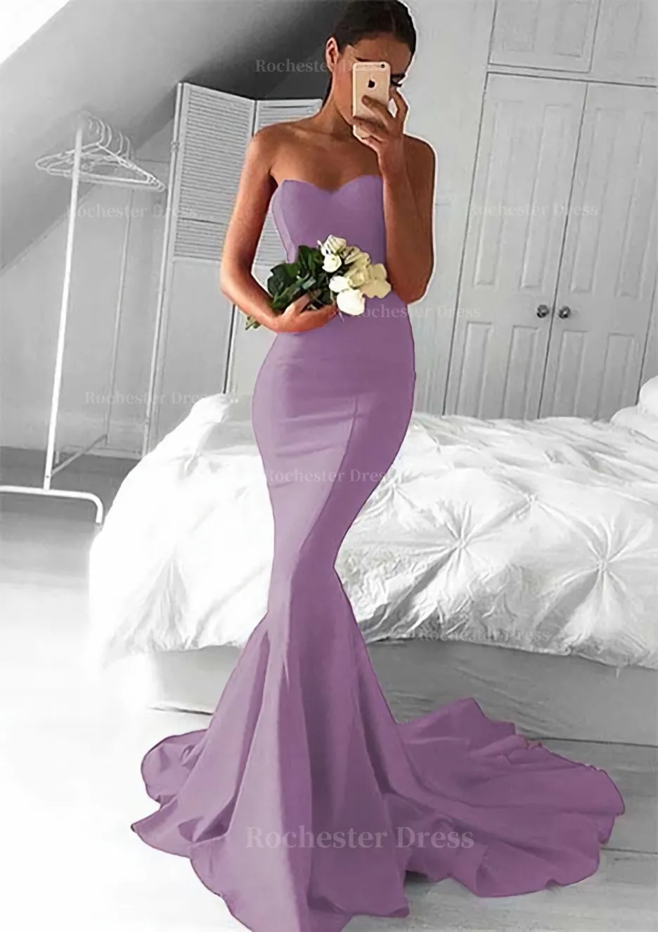 Elastic Satin Prom Dress Trumpet/Mermaid Sweetheart Court Train With Pleated