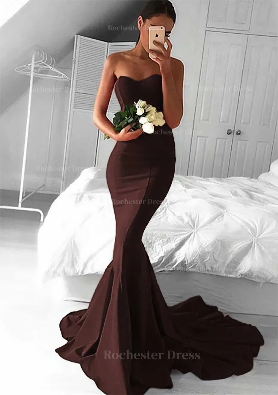 Elastic Satin Prom Dress Trumpet/Mermaid Sweetheart Court Train With Pleated