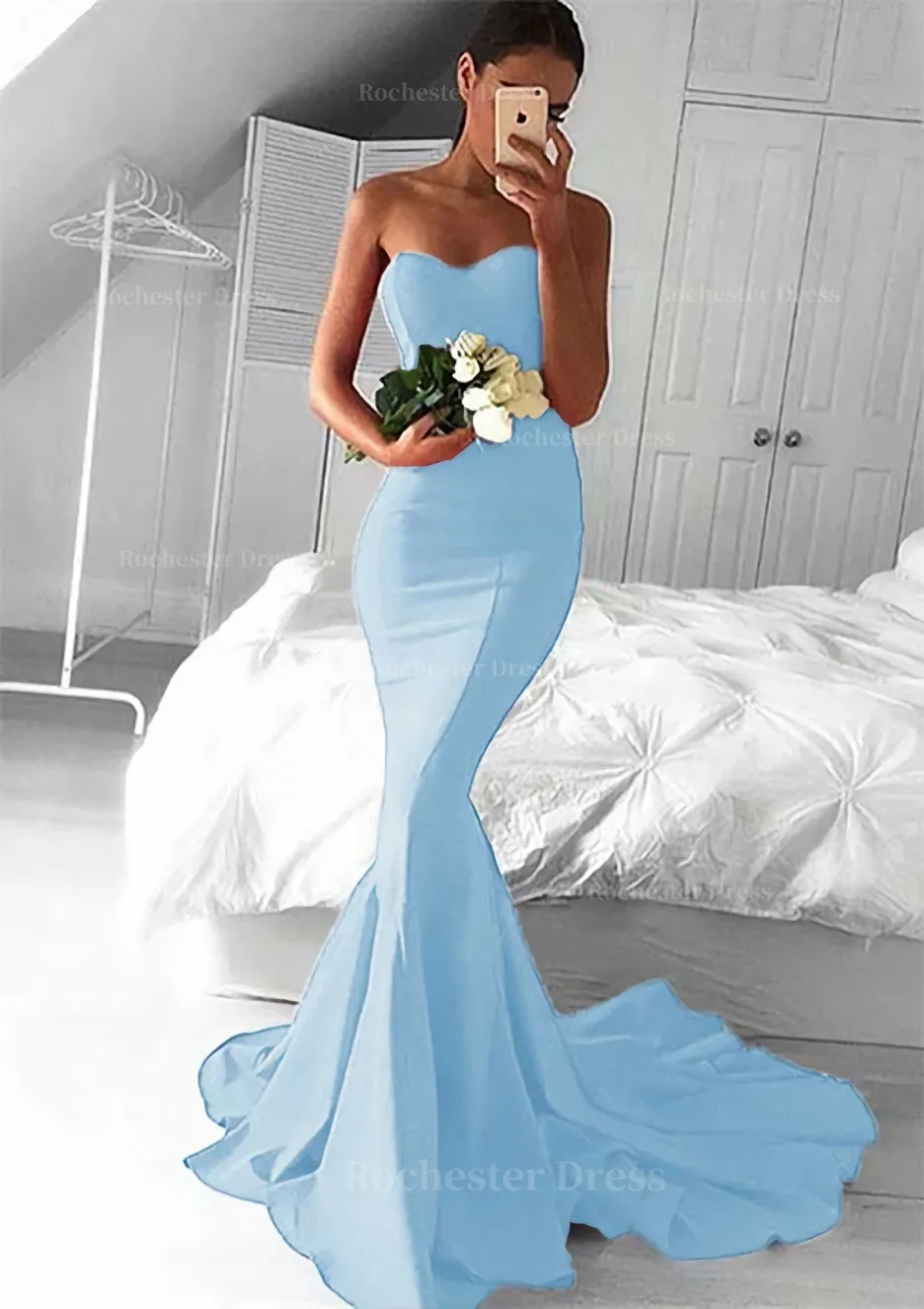 Elastic Satin Prom Dress Trumpet/Mermaid Sweetheart Court Train With Pleated