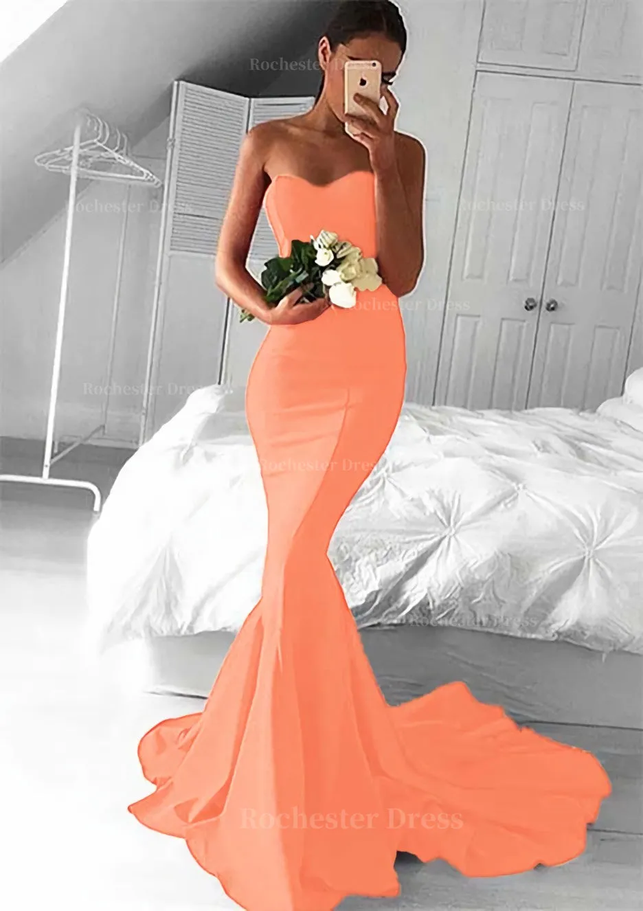 Elastic Satin Prom Dress Trumpet/Mermaid Sweetheart Court Train With Pleated