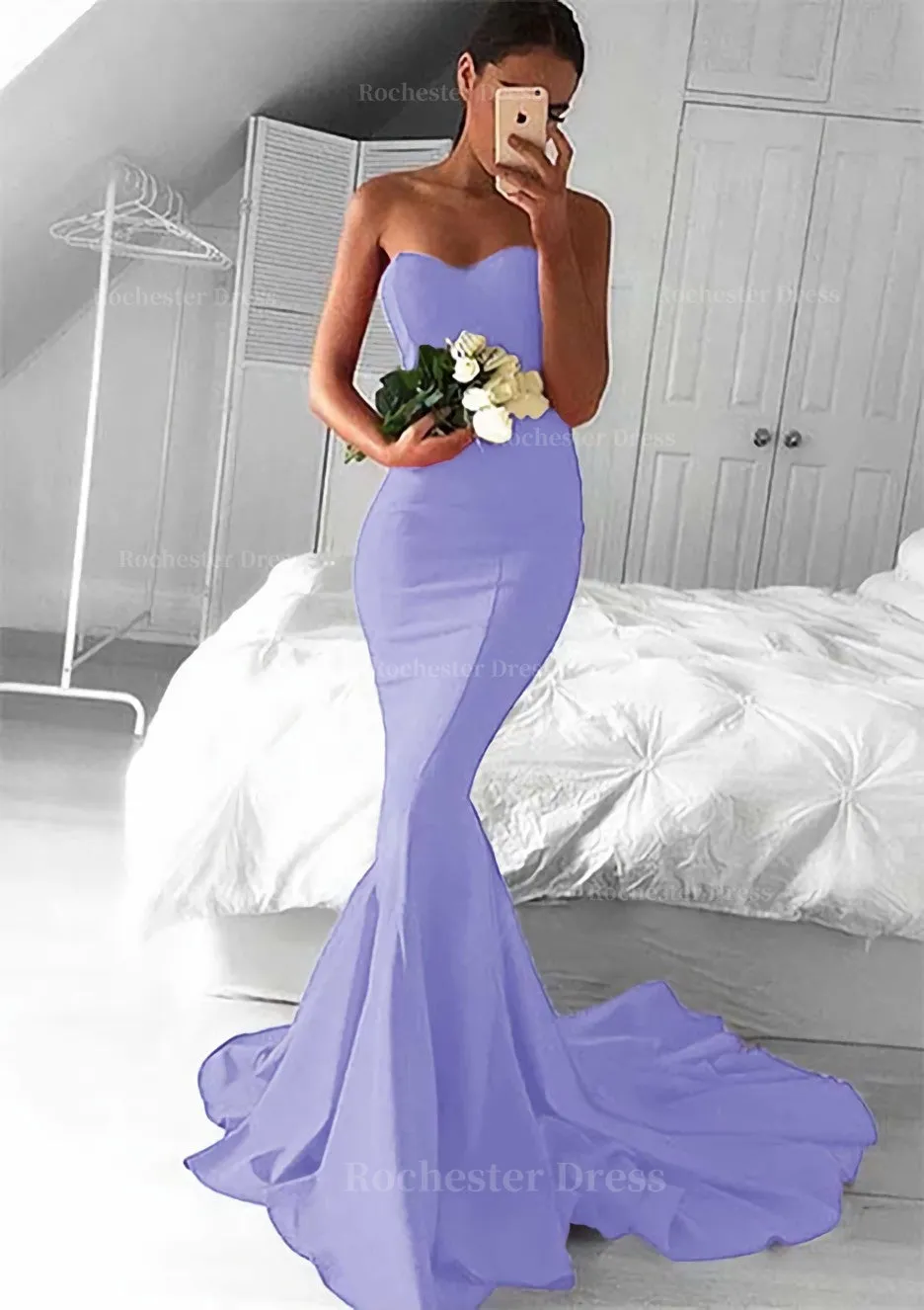 Elastic Satin Prom Dress Trumpet/Mermaid Sweetheart Court Train With Pleated