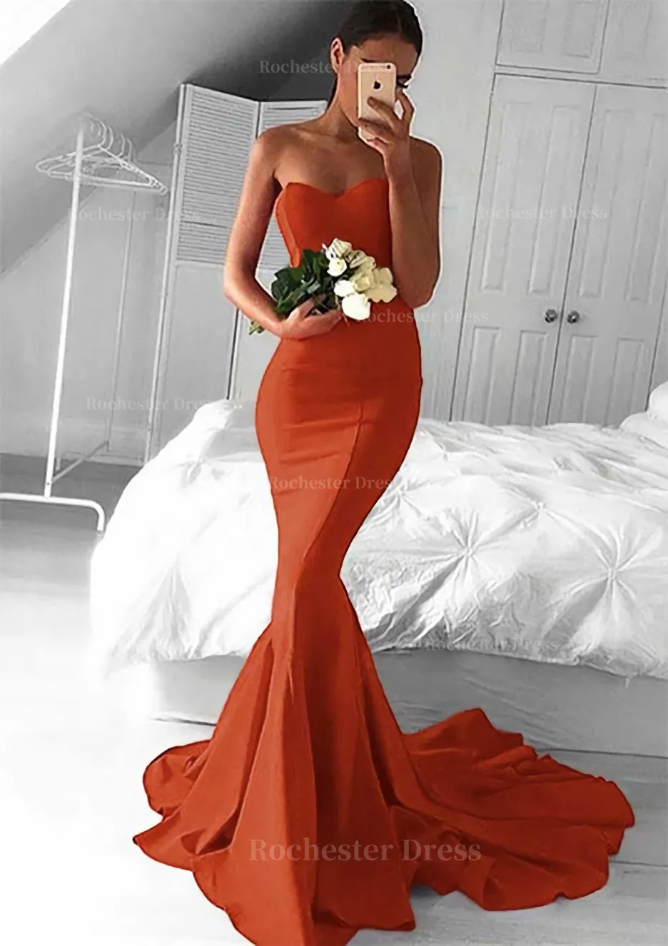 Elastic Satin Prom Dress Trumpet/Mermaid Sweetheart Court Train With Pleated