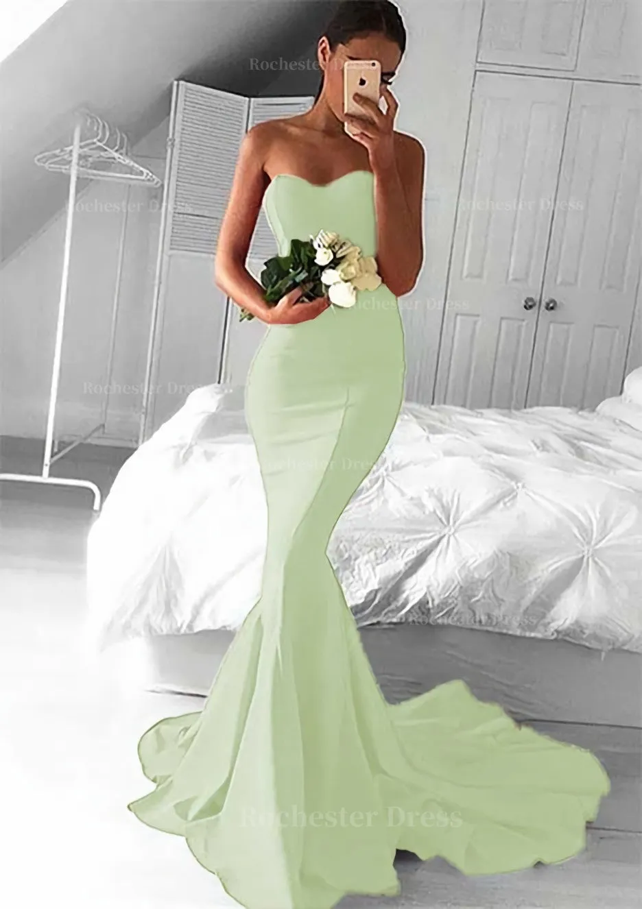 Elastic Satin Prom Dress Trumpet/Mermaid Sweetheart Court Train With Pleated