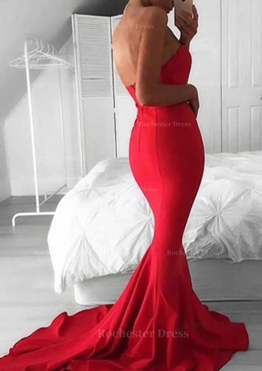 Elastic Satin Prom Dress Trumpet/Mermaid Sweetheart Court Train With Pleated