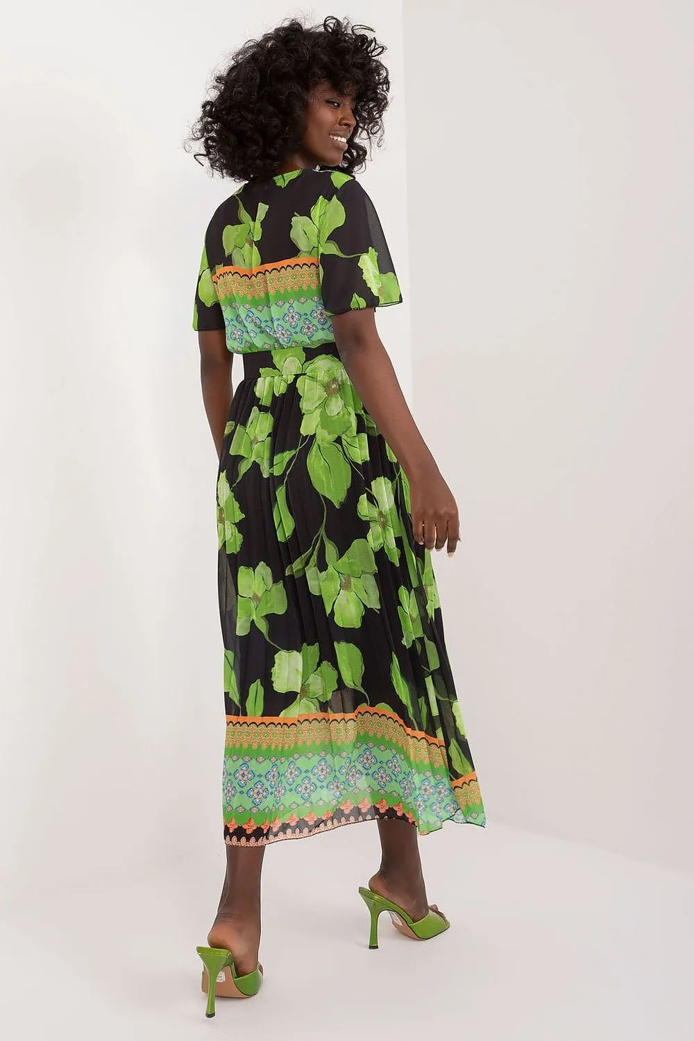 Elegant Frilled Sleeve Summer Dress with Chic Wrap Neckline by Daydress Italy Moda