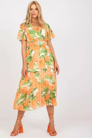 Elegant Frilled Sleeve Summer Dress with Chic Wrap Neckline by Daydress Italy Moda