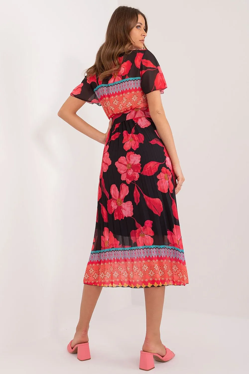 Elegant Frilled Sleeve Summer Dress with Chic Wrap Neckline by Daydress Italy Moda