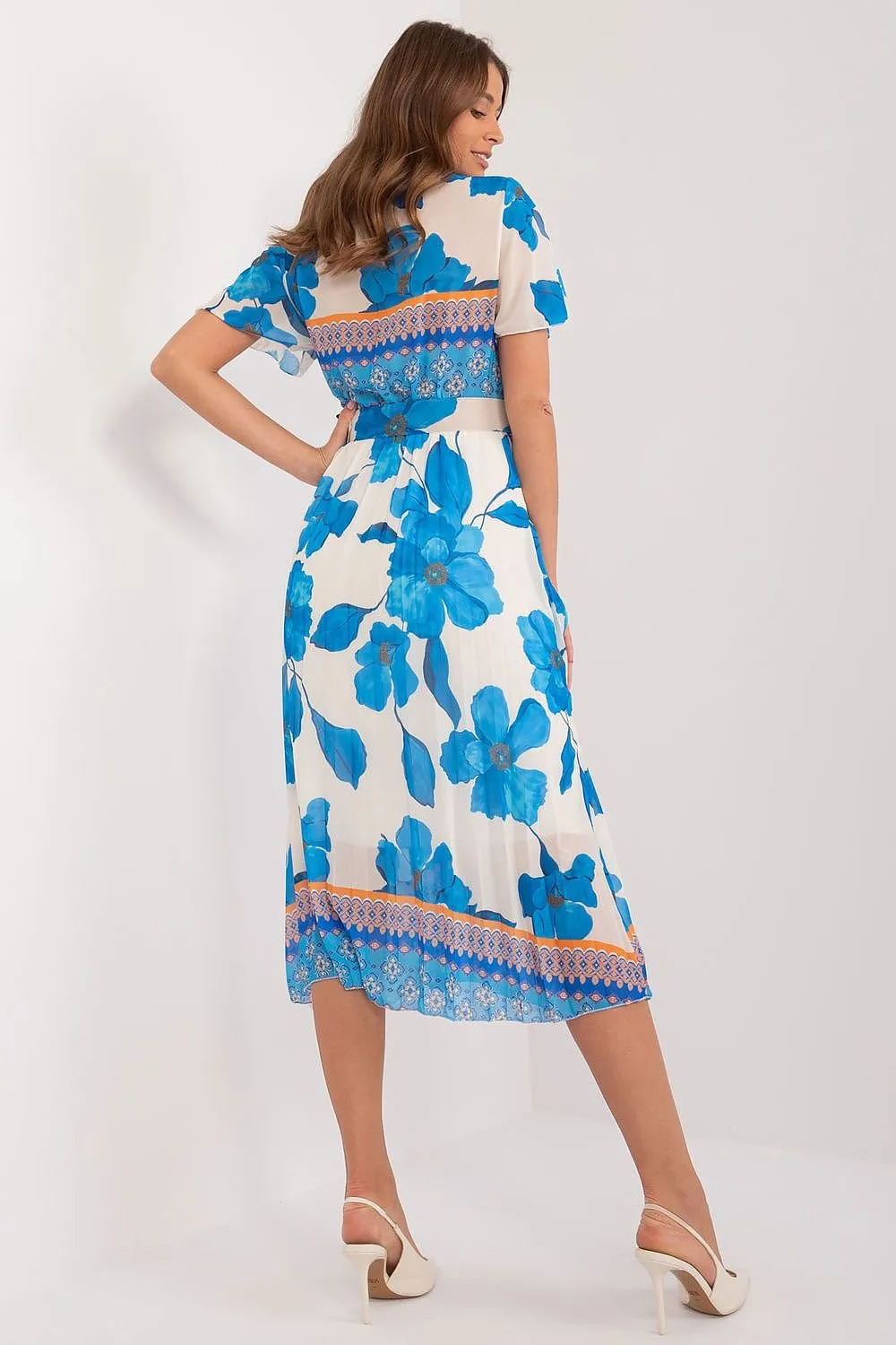 Elegant Frilled Sleeve Summer Dress with Chic Wrap Neckline by Daydress Italy Moda