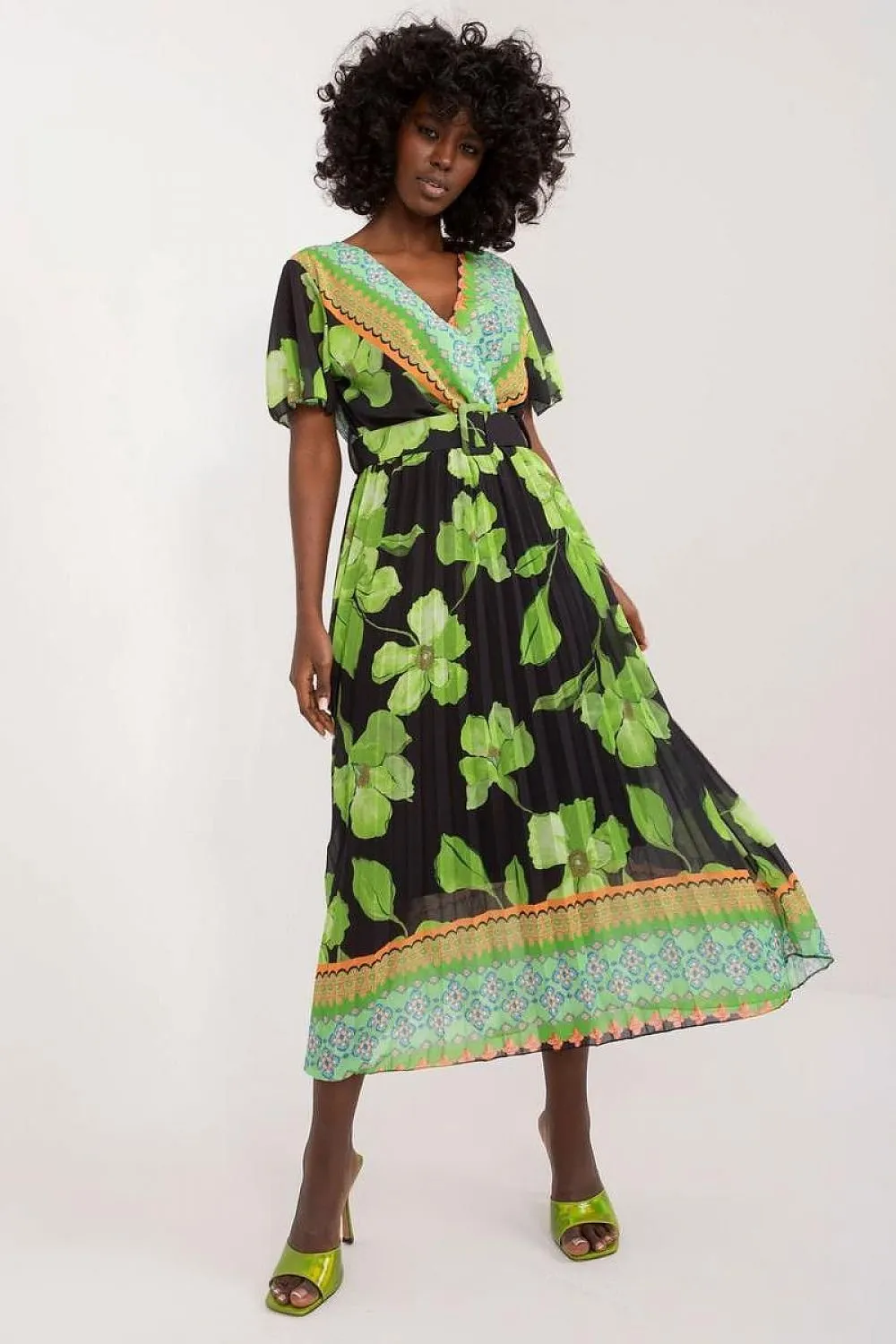 Elegant Frilled Sleeve Summer Dress with Chic Wrap Neckline by Daydress Italy Moda