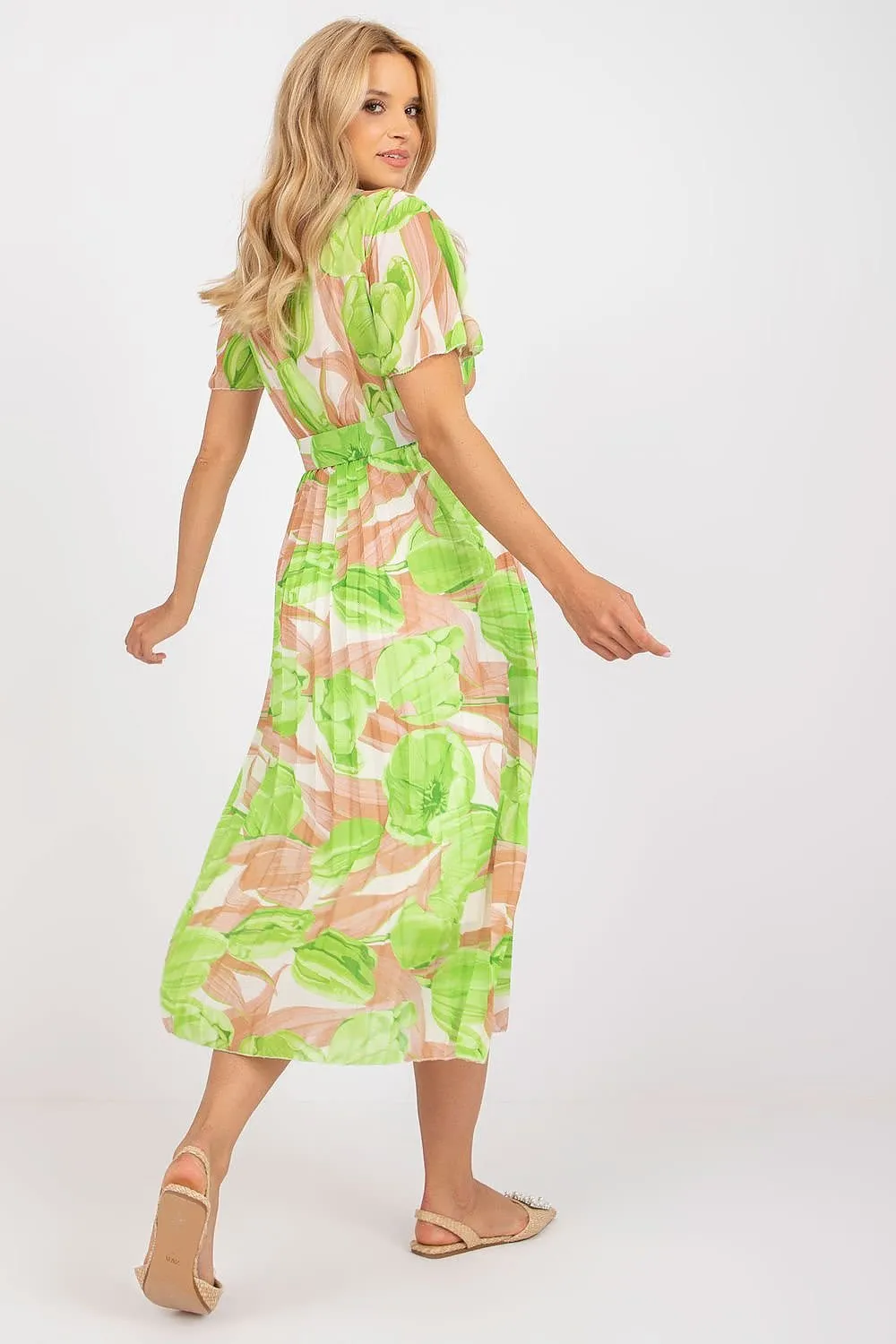 Elegant Frilled Sleeve Summer Dress with Chic Wrap Neckline by Daydress Italy Moda