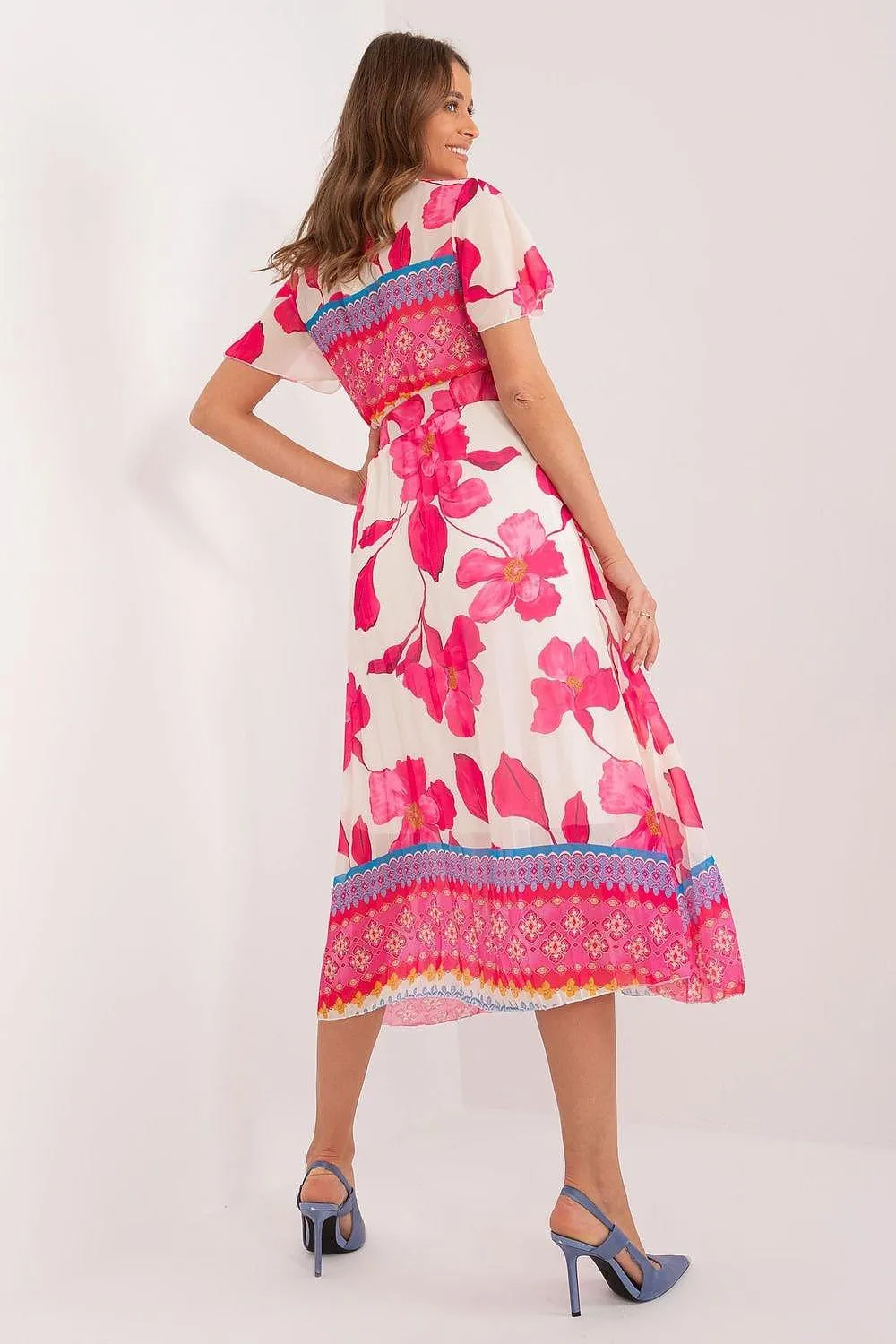 Elegant Frilled Sleeve Summer Dress with Chic Wrap Neckline by Daydress Italy Moda