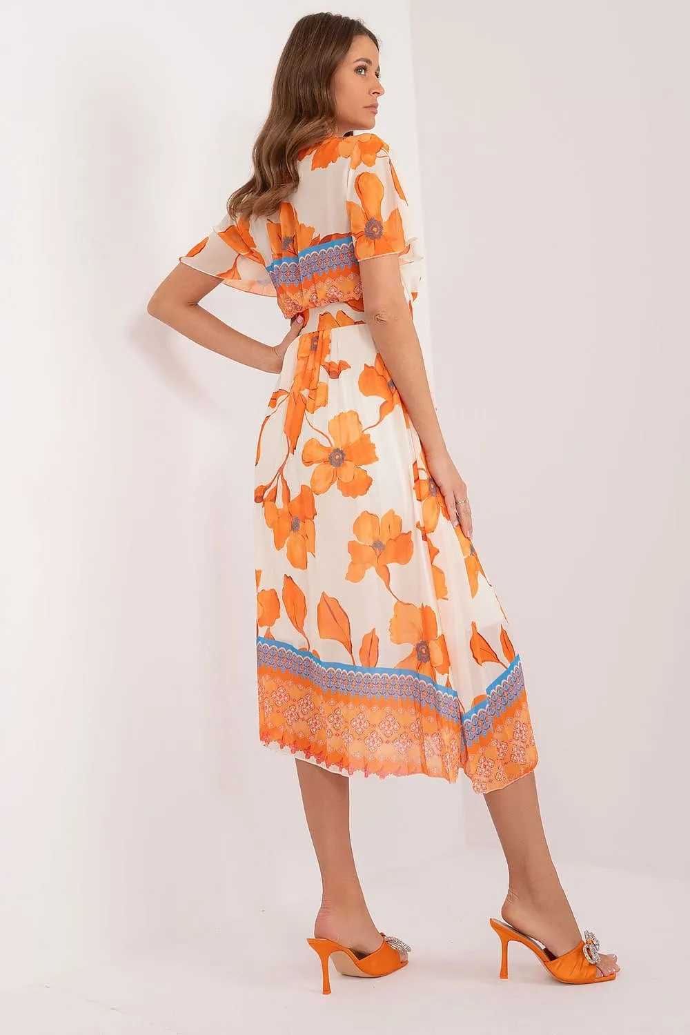 Elegant Frilled Sleeve Summer Dress with Chic Wrap Neckline by Daydress Italy Moda