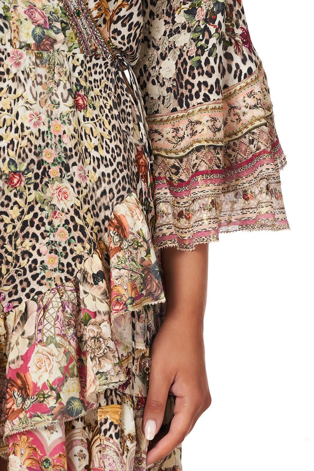 Embellished Silk Wrap Mini Dress with Ruffles Anarchy at Annabels