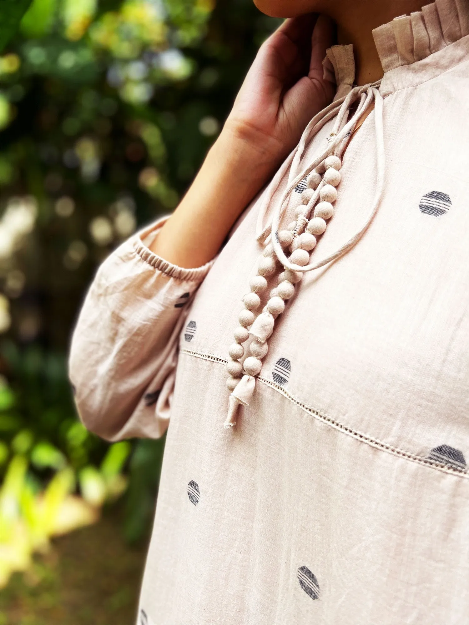 Emily Hope Dress - Ecru Jamdani