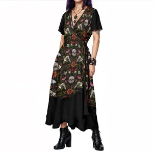 Enchanted Forest Dark Cottagecore Wrap Dress
