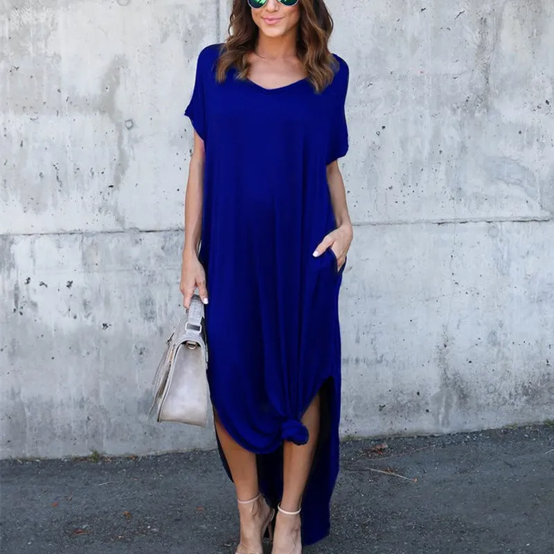 Europe Summer Pocket Splitted Flare Dress Pocket Dress