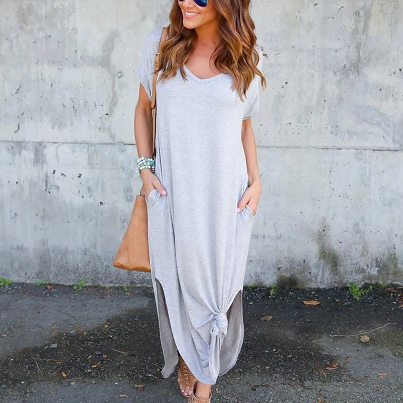 Europe Summer Pocket Splitted Flare Dress Pocket Dress