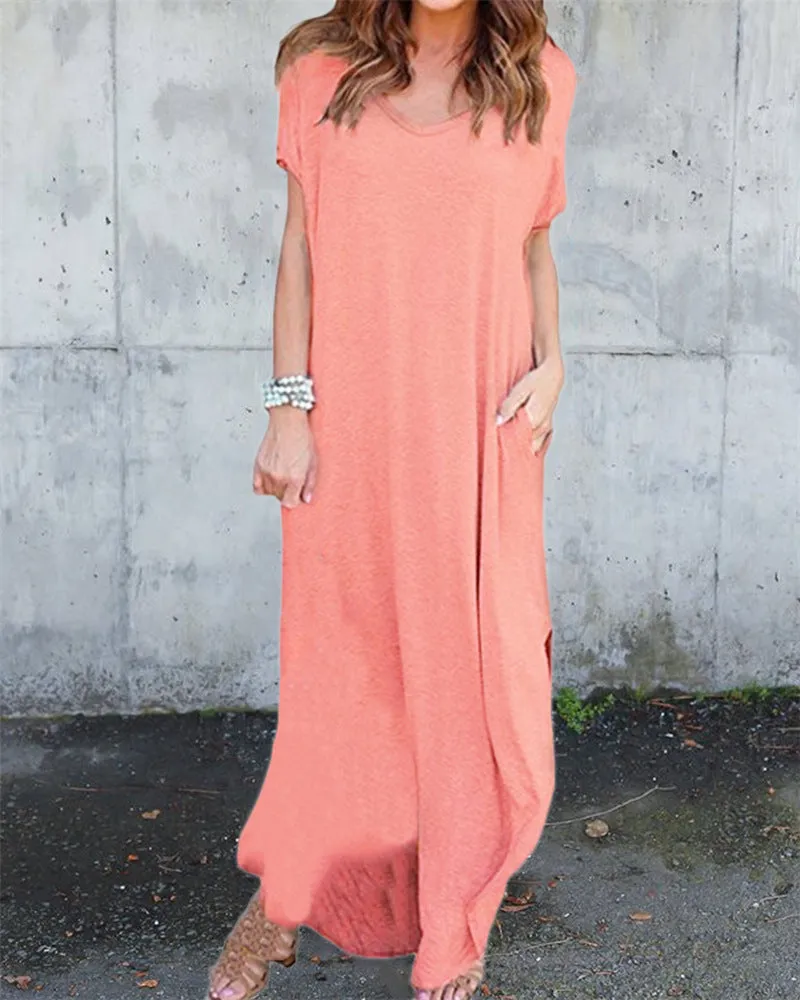 Europe Summer Pocket Splitted Flare Dress Pocket Dress
