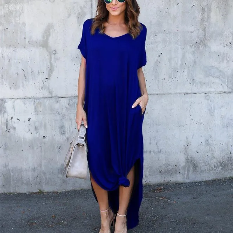 Europe Summer Pocket Splitted Flare Dress Pocket Dress