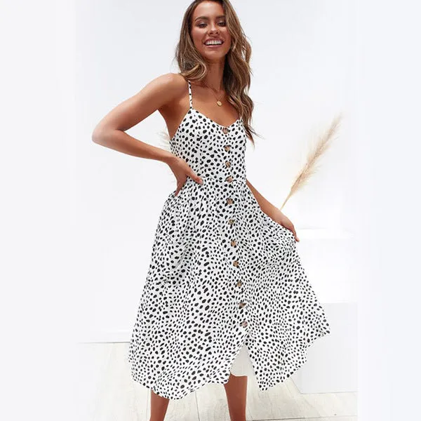 Europe Summer Solid Colored Pocket Strap Single-Breasted Dress TS- Pocket Dress