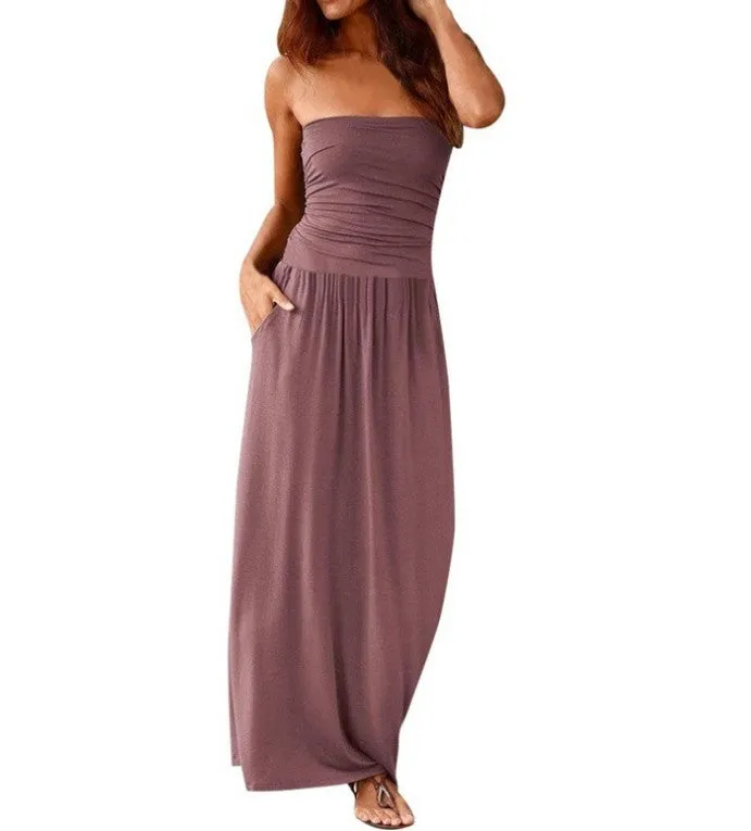 Europe Women Strap Casual Pocket Dress