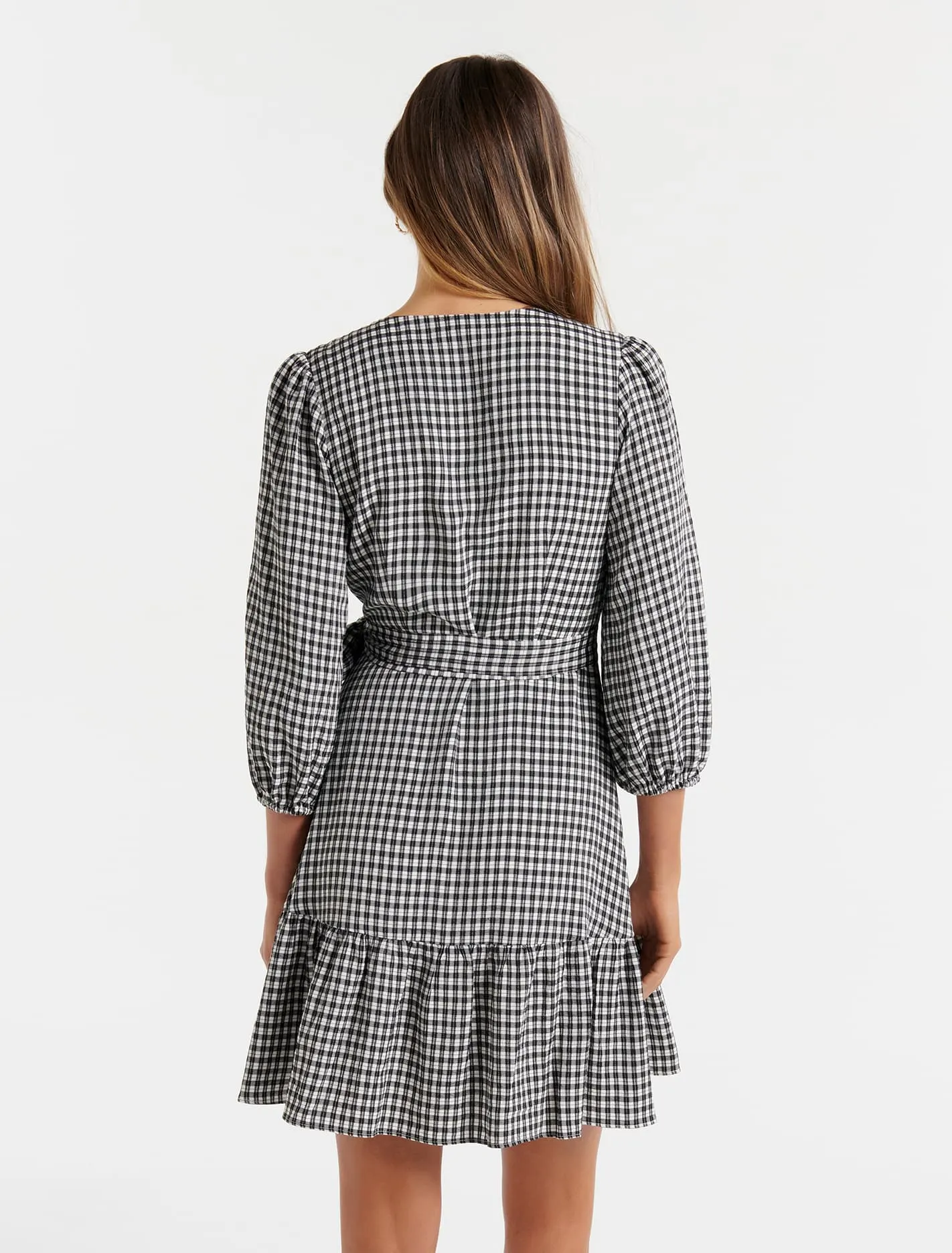 Evan Check Wrap Dress