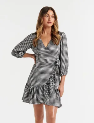 Evan Check Wrap Dress
