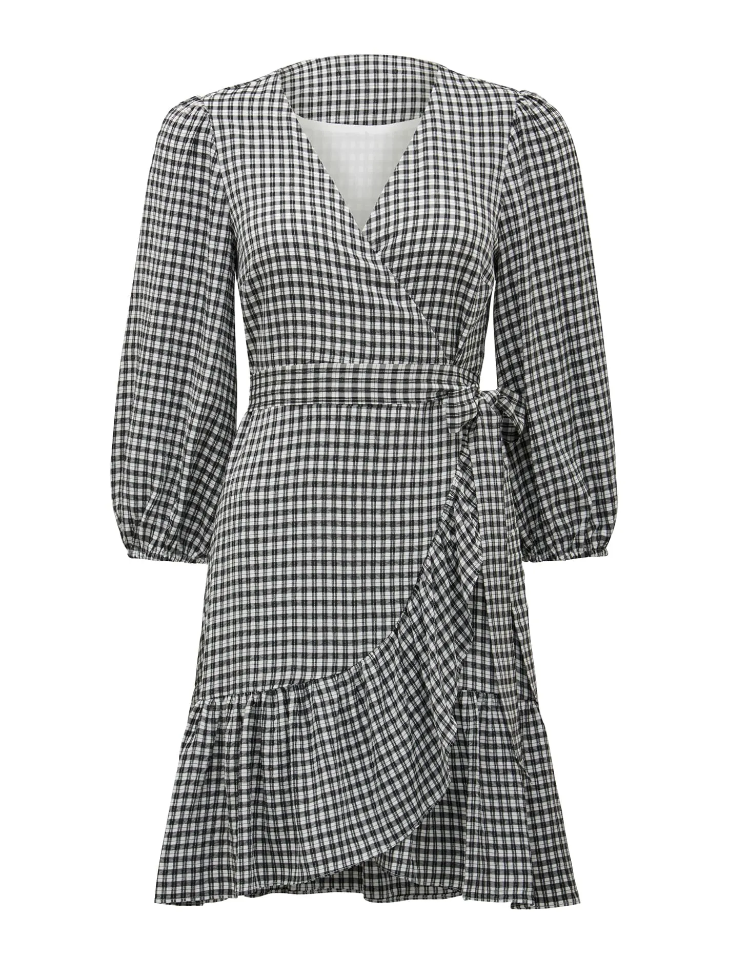 Evan Check Wrap Dress