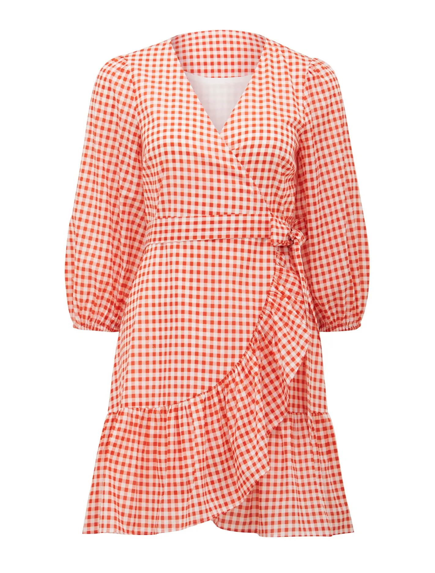 Evan Petite Check Wrap Dress